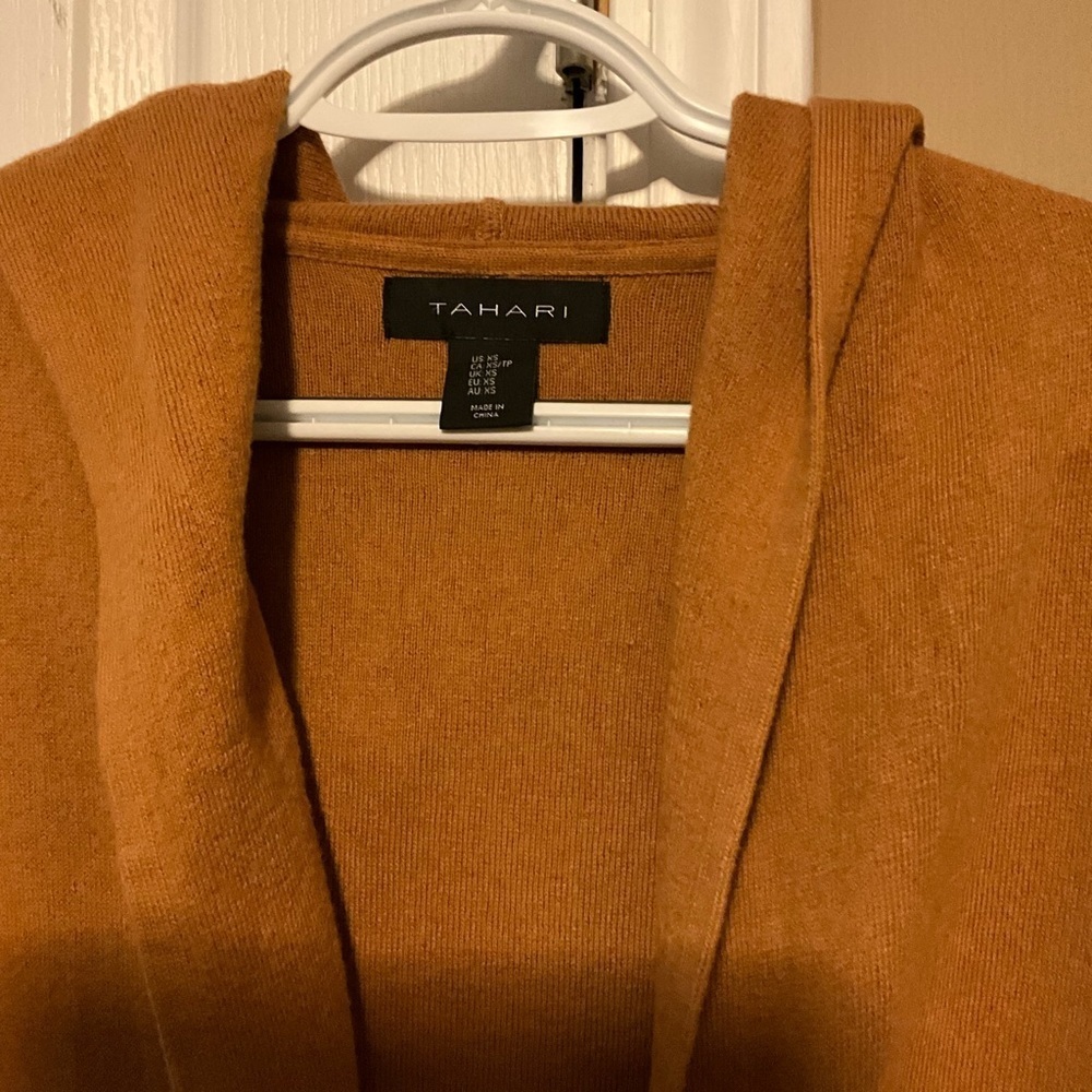 Tahari Women's Cardigan Mustard Hooded Jacket Size XS. - Picture 3 of 3